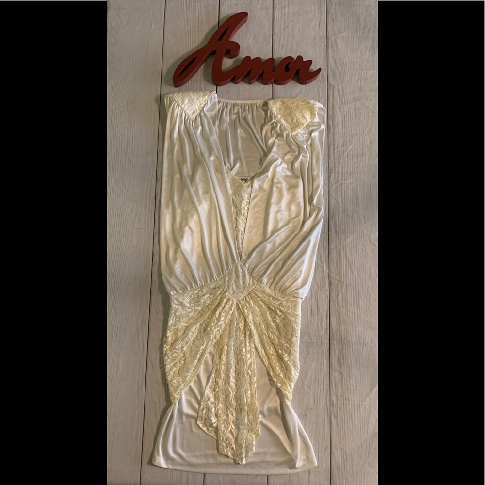 VTG 80s Judys Size 11 White Drop Waist Dress - Picture 10 of 11